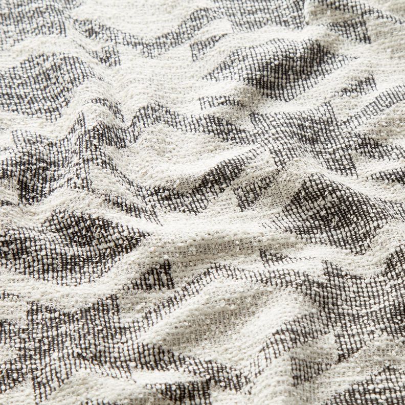 Dzianina bouclé we wzór Chevron – czerń/biel,  image number 2