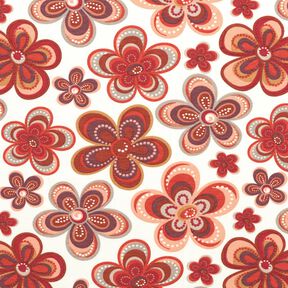 Dżersej wiskozowy Flower Power – biel/brąz, 