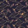 Tkanina wiskozowa ptaki w stylu art déco – ciemnogranatowy/piasek,  thumbnail number 1