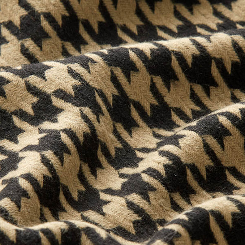 Materiał na płaszcze mieszanka z bawełną w pepitkę – czerń/zawilec,  image number 2