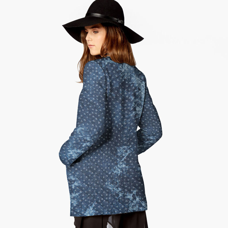 Tkanina pikowana chambray, batik w kotwice – dżins,  image number 7