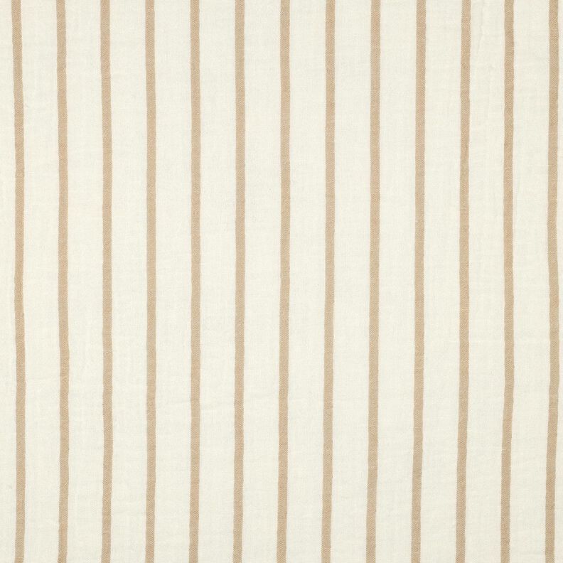 Muślin / Tkanina double crinkle paski z barwionej przędzy | Poppy Fabrics – migdałowy/mleczna biel, image number 1