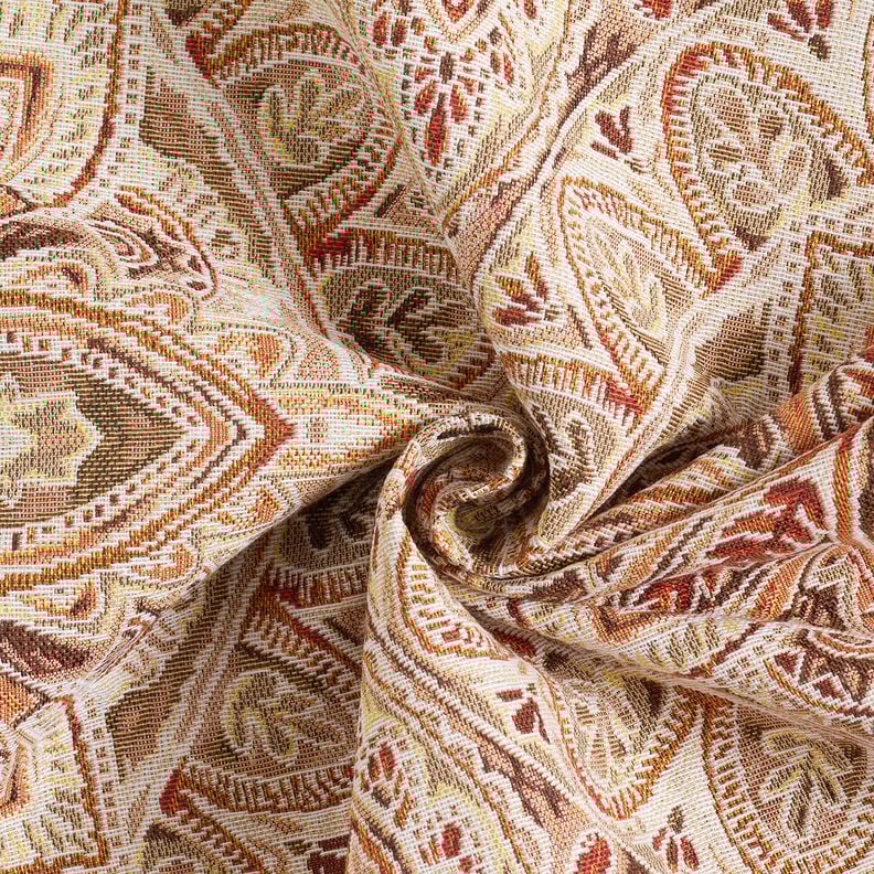 Tkanin dekoracyjna Gobelin delikatna mandala – mleczna biel/brąz, image number 3