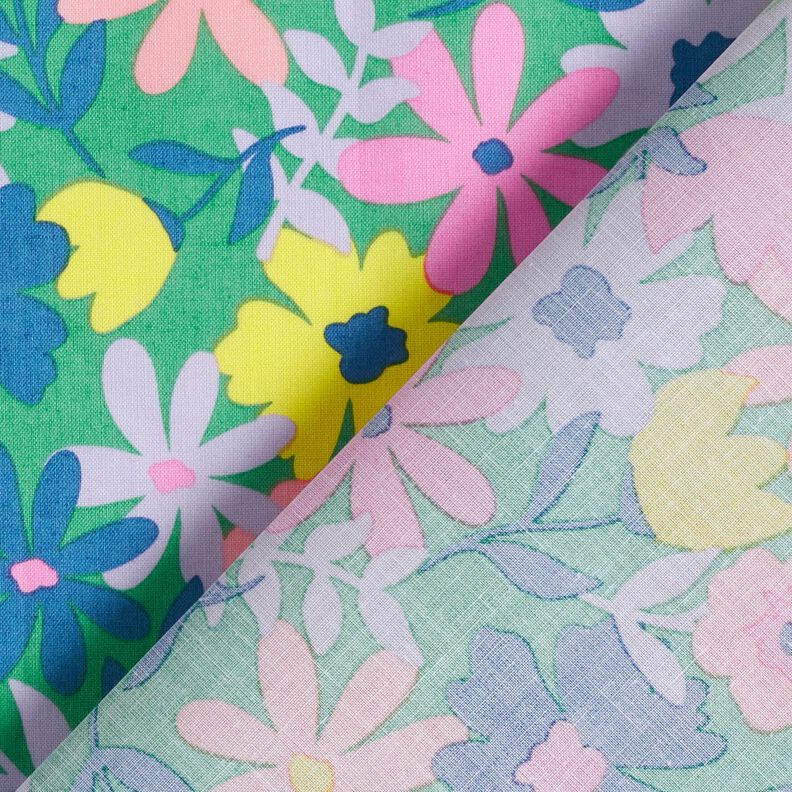 Bawełna powlekana pastelowe kwiaty | Poppy Fabrics – trawiasta zieleń/róż, image number 5