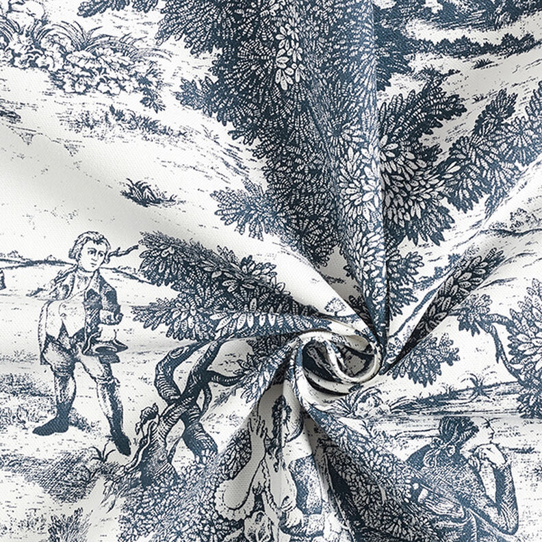 Tkanina dekoracyjna half panama Toile de Jour – granat/mleczna biel,  image number 3