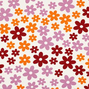 Miękka dzianina dresowa kolorowe kwiaty | Poppy Fabrics – mleczna biel, 