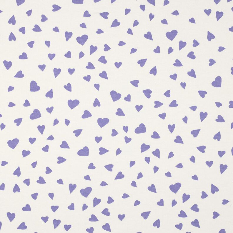 Dzianina dresowa pętelkowa serca | Poppy Fabrics – kość słoniowa/liliowy, image number 1