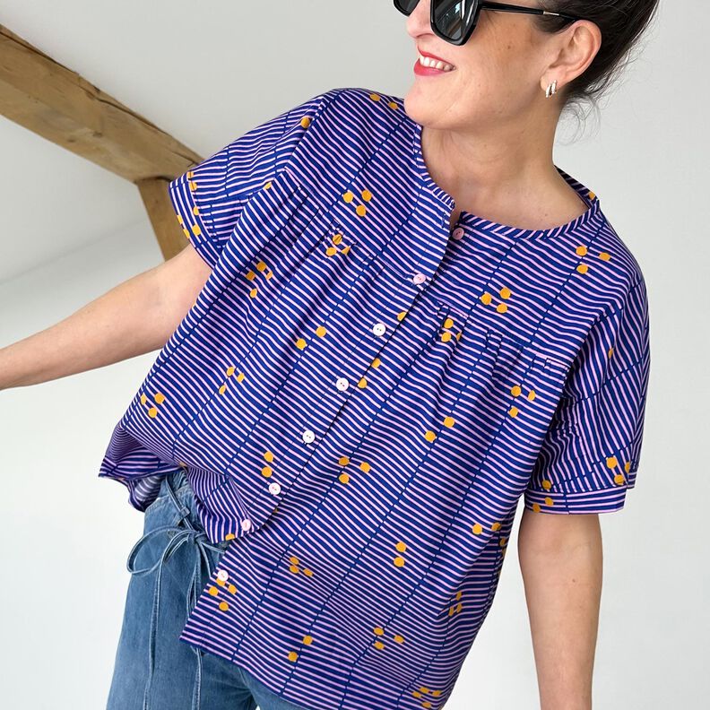 FRAU SUZY – luźna bluzka z krótkim rękawem i marszczeniami, Studio Schnittreif | XS - XXL,  image number 6