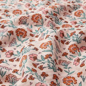 Muślin / Tkanina double crinkle ukwiecona łąka | Poppy Fabrics – różowy, 