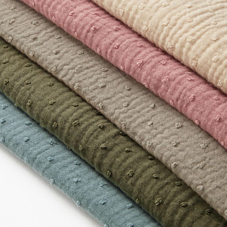 Muślin / Tkanina double crinkle dobby – khaki,  image number 5
