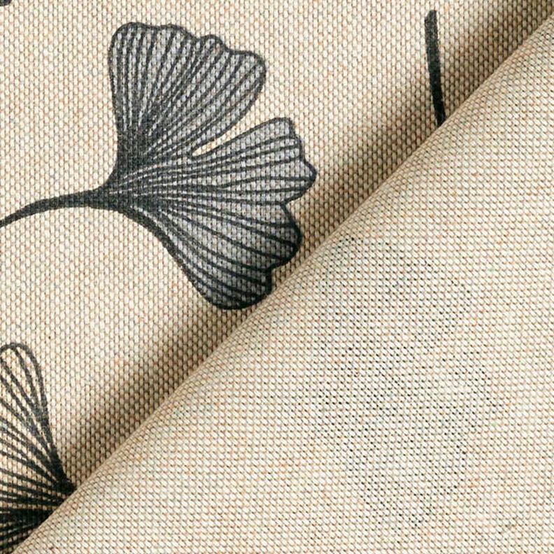 Tkanina dekoracyjna half panama Liście miłorzębu – szary/naturalny,  image number 6