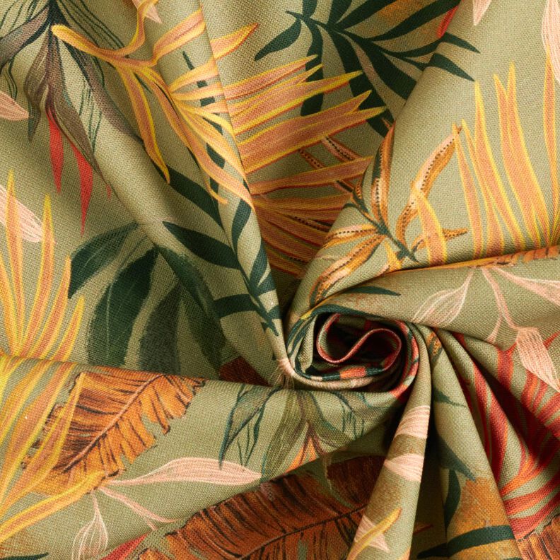 Tkanin dekoracyjna Half panama cyfrowe liście palmowe – jasny khaki,  image number 3