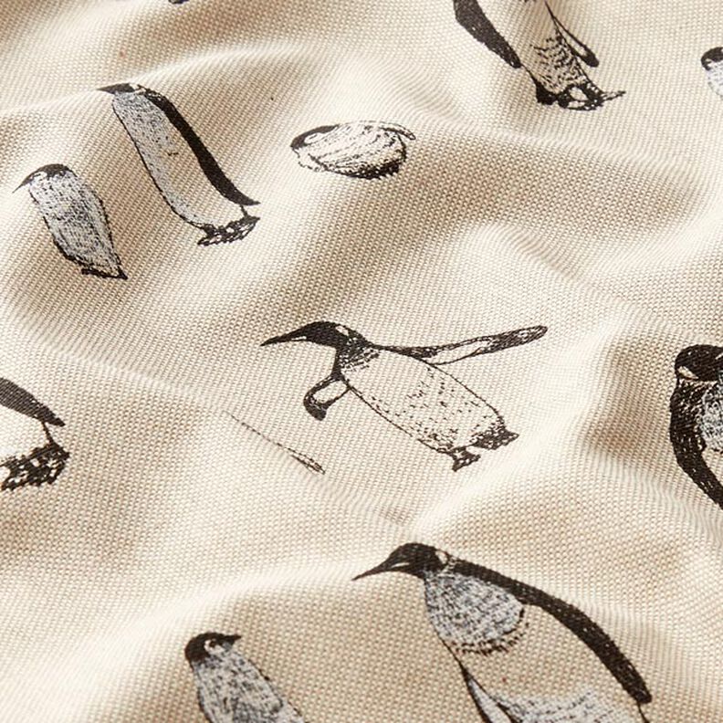 Tkanina dekoracyjna half panama Pingwiny – naturalny,  image number 2