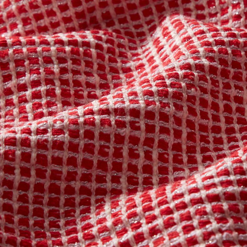 Mieszanka bawełny o strukturze bouclé – czerwień/biel,  image number 2