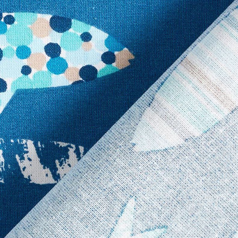 Tkanina bawełniana Kreton abstrakcyjne ryby – błękit,  image number 4