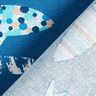 Tkanina bawełniana Kreton abstrakcyjne ryby – błękit,  thumbnail number 4