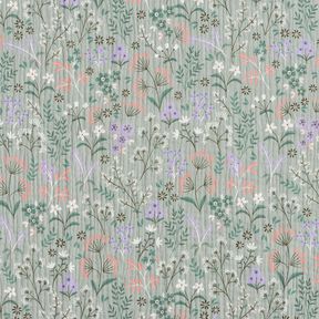 GOTS Muślin / Tkanina double crinkle wiosenna łąka kwiatowa | Poppy Fabrics – zieleń trzcinowa, 