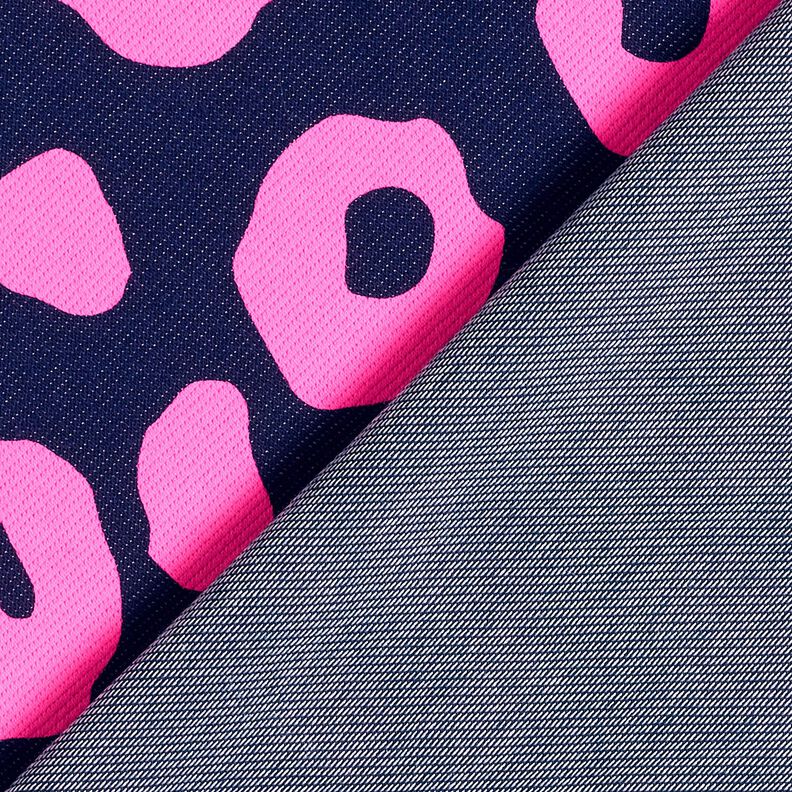 Dzianina dresowa pętelkowa French Terry o wyglądzie dżinsu z neonowym wzorem w panterkę –,  image number 4