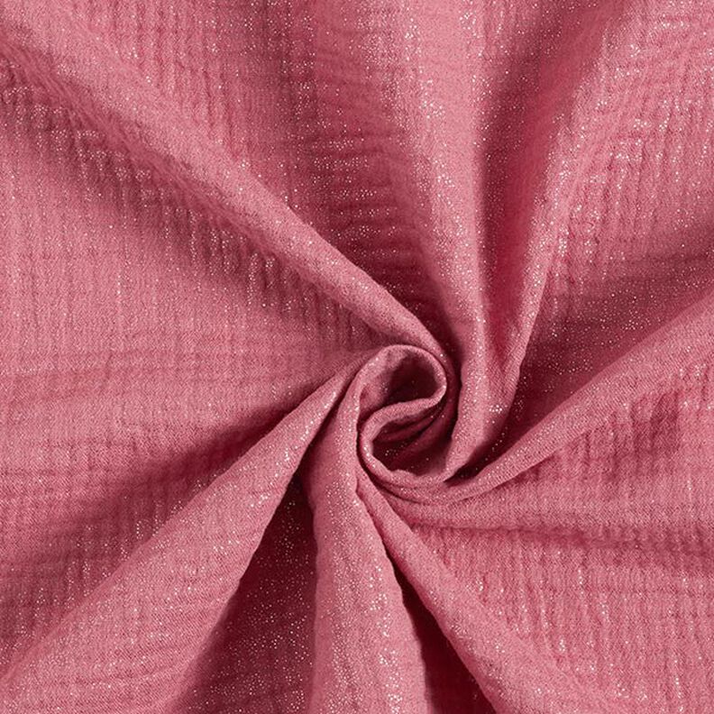 Muślin / Tkanina double crinkle drobne błyszczące kropki| by Poppy – stary róż,  image number 1