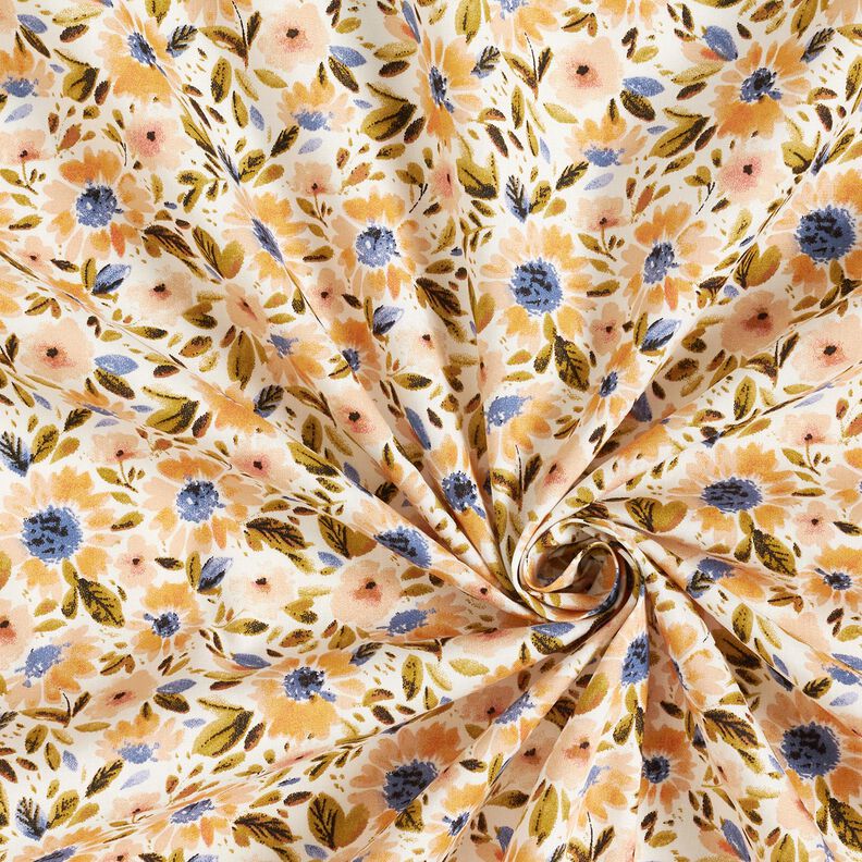 Popelina bawełniana w morze kwiatów – nerkowiec/biel,  image number 3