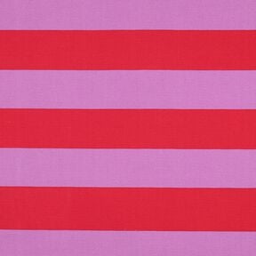 Tkanin dekoracyjna Płótno pogodne paski – pastelowy fiolet/chili, 