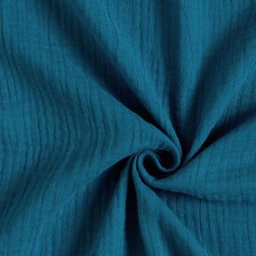 GOTS Muślin / Tkanina double crinkle | Tula – petrol, 