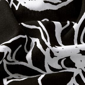 Mieszanka wiskozy i lnu abstrakcyjne słoneczniki &ndash; czerń/biel | Resztka 60cm, 