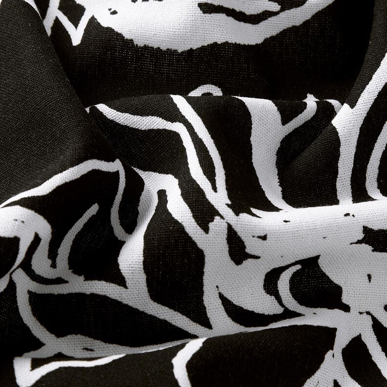 Mieszanka wiskozy i lnu abstrakcyjne słoneczniki &ndash; czerń/biel | Resztka 60cm,  image number 2