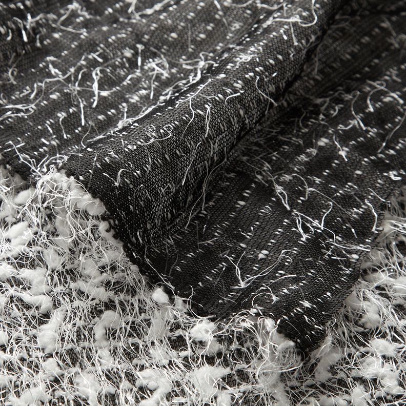 Dzianina swetrowa z efektowną przędzą &ndash; czerń/biel,  image number 4