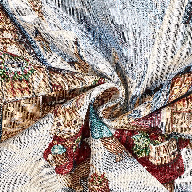 Panel dekoracyjny Gobelin świąteczne zajączki – jasnoniebieski/czerwień karminowa,  image number 3