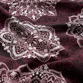 Dżersej bawełniany mandale | Glitzerpüppi – merlot/srebrnoszary, 