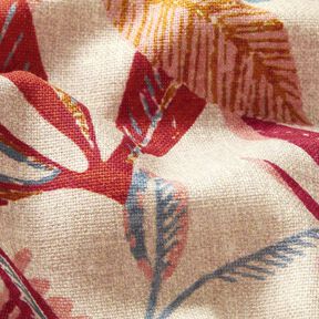 Tkanin dekoracyjna Half panama flora – naturalny/jagodowy, 