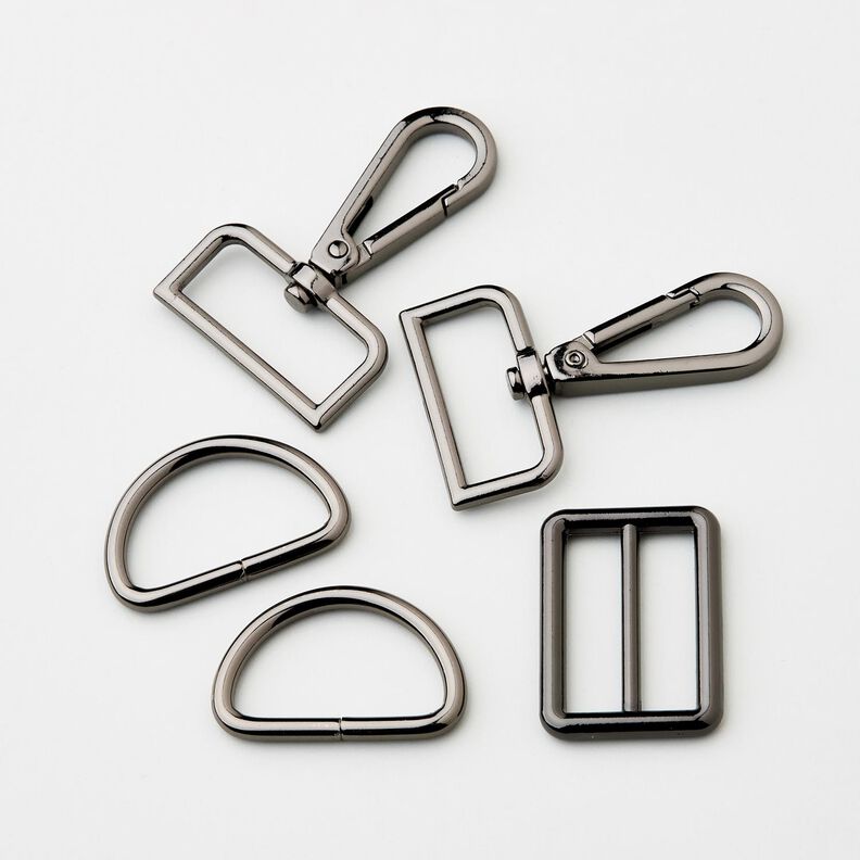 Akcesoria do torebek Zestaw [ 5-części | 32 mm] &ndash; antracyt,  image number 1