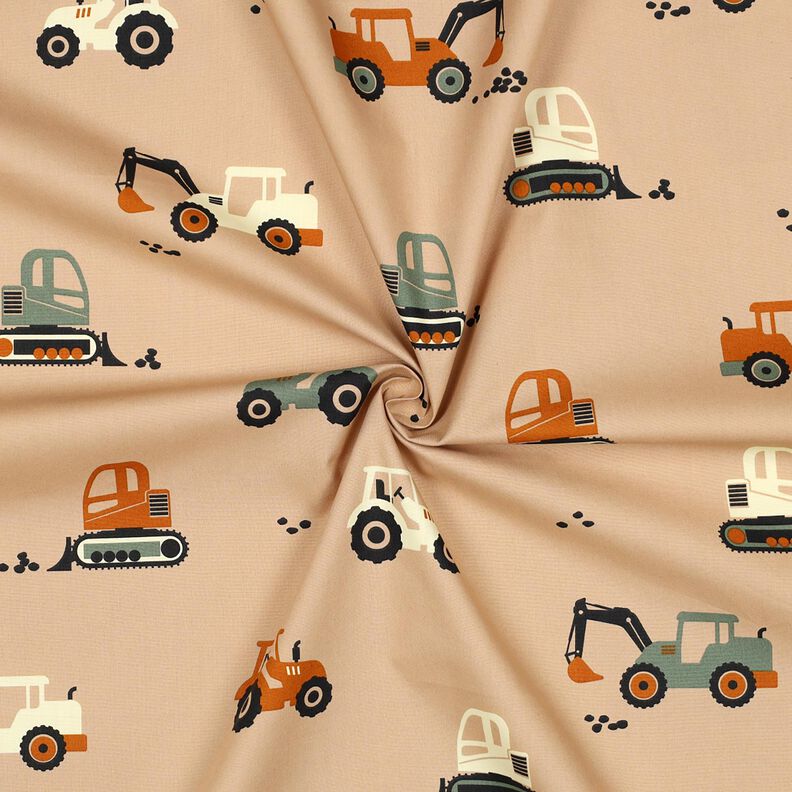 Popelina bawełniana koparki i traktory | Poppy Fabrics – beż, image number 3