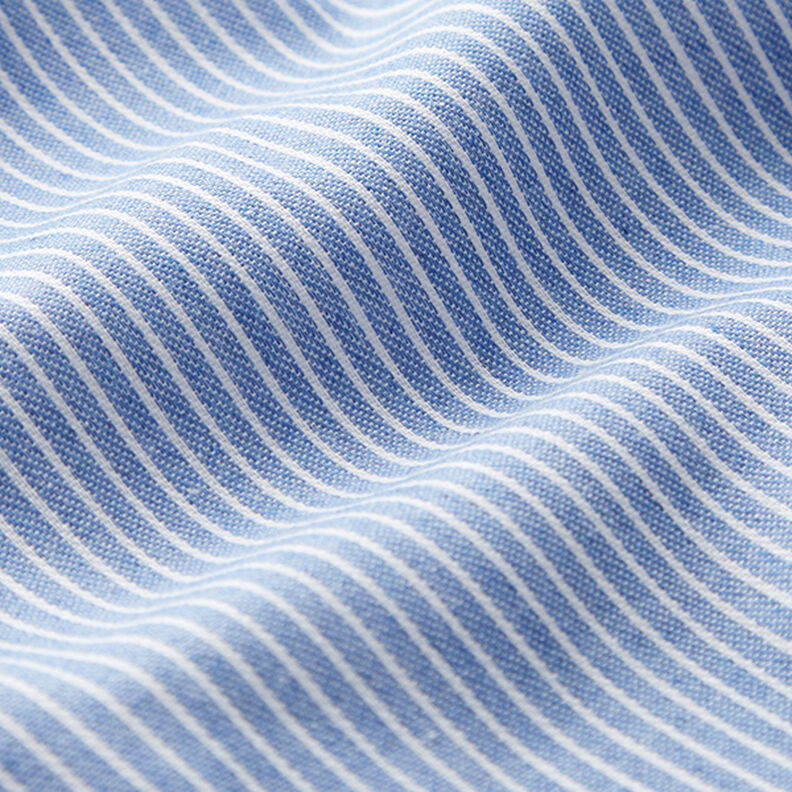 Tkanina na bluzki Mieszanka bawełny paski – jasnoniebieski/biel,  image number 2