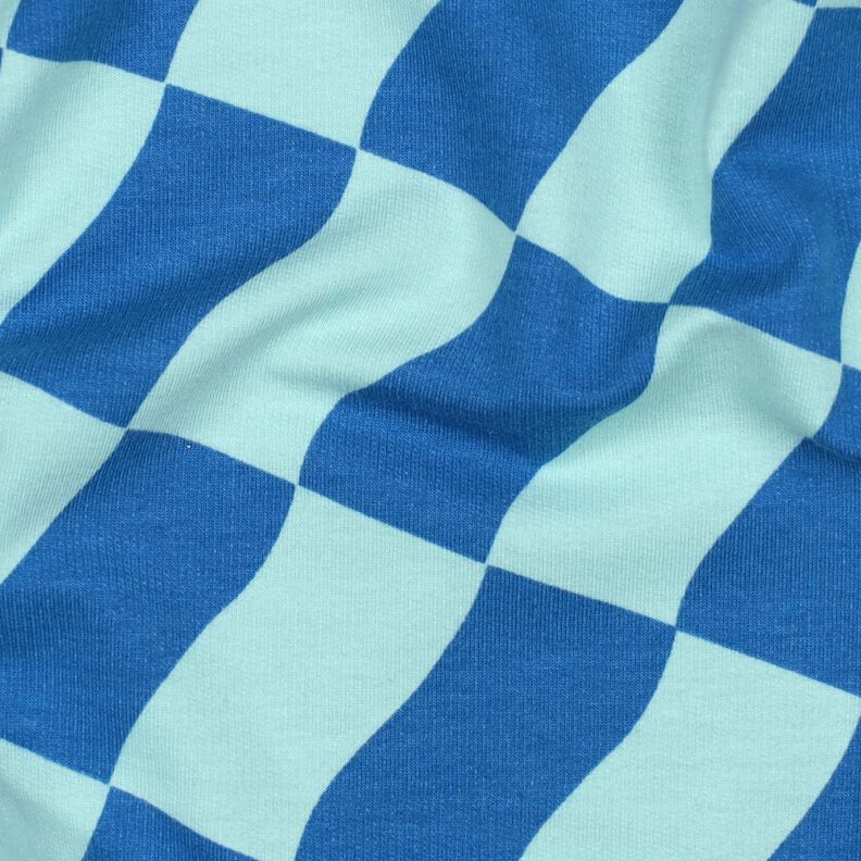 Dzianina dresowa w falowaną kratkę | Poppy Fabrics – błękit królewski/lodowy niebieski,  image number 2