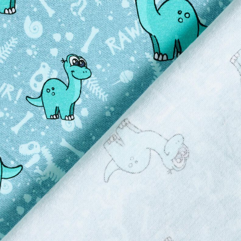 Dżersej bawełniany dinozaury i skamieliny | Glitzerpüppi – jasnoniebieski/mięta pieprzowa,  image number 4