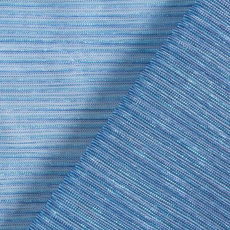 Prześwitująca tkanina plisowana w błyszczące paski – błękit,  image number 4