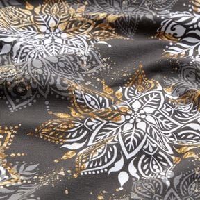 French Terry magicnza zimowa mandala | Glitzerpüppi  – stare srebro/stare złoto, 