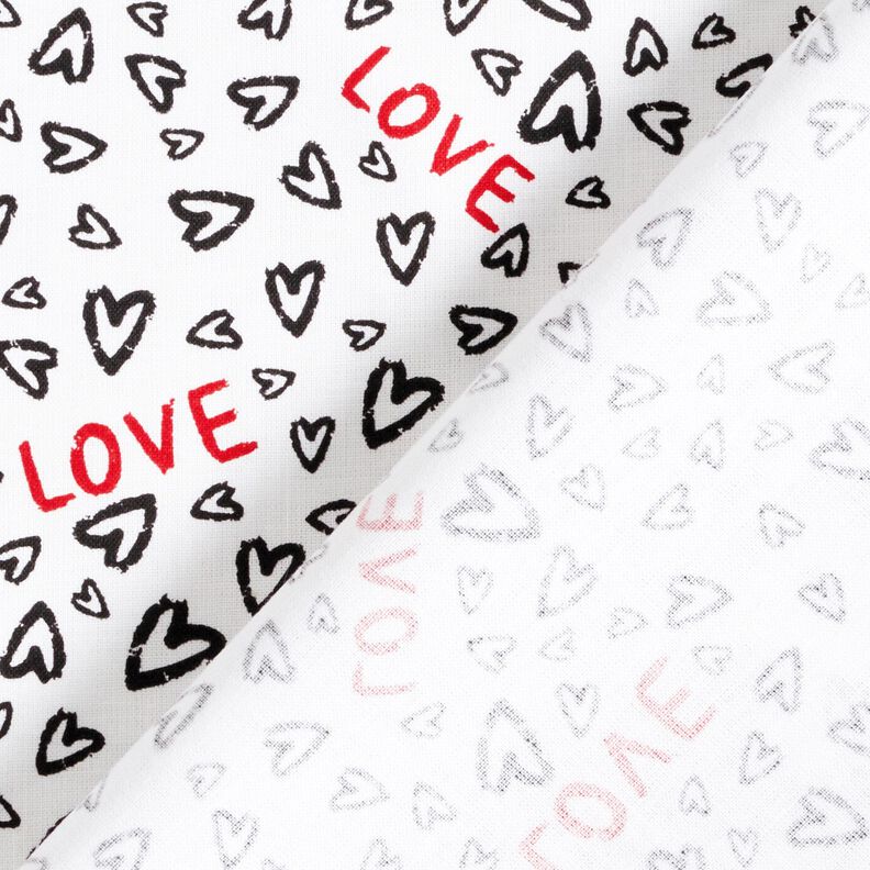 Tkanina bawełniana Kreton Love – biel/czerń, image number 4
