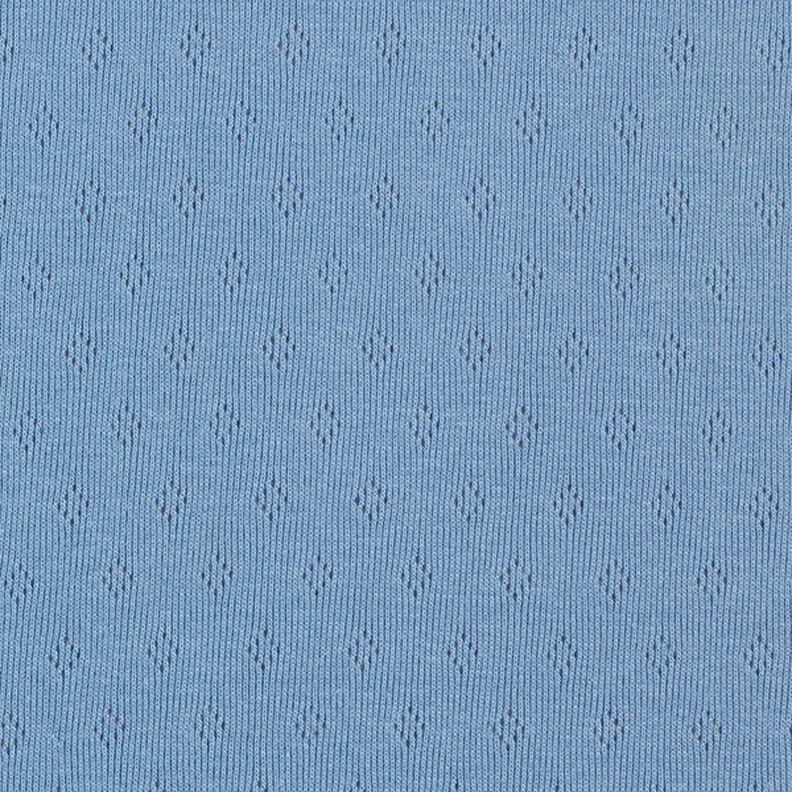 Dżersej o drobnym splocie z ażurowym wzorem – błękit,  image number 1