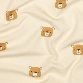 GOTS Dżersej bawełniany misie | Poppy Fabrics – mleczna biel/jasny brąz, 