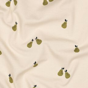 GOTS Dżersej bawełniany gruszki | Poppy Fabrics – jasnobeżowy/jasna oliwka, 