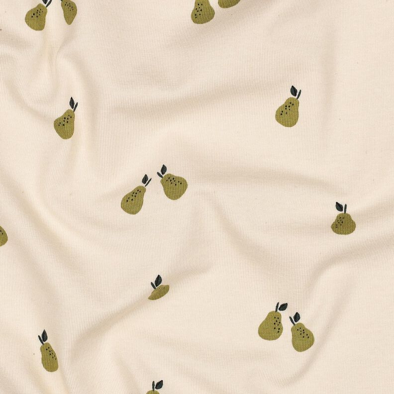 GOTS Dżersej bawełniany gruszki | Poppy Fabrics – jasnobeżowy/jasna oliwka,  image number 2