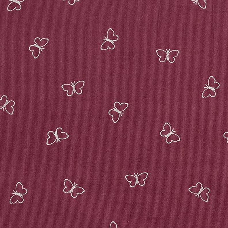 Sztruks cienki brokatowe motyle – bordo,  image number 1