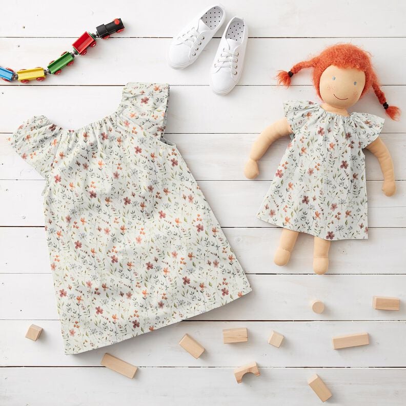 D?ersej pr??kowany ??ka delikatnych kwiatów nadruk cyfrowy – biel,  image number 6