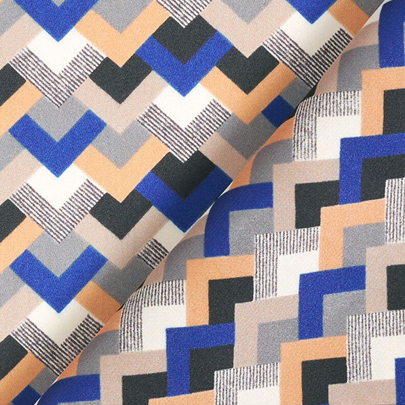 Delikatny satynowy wz&oacute;r retro &ndash; indygo/beż | Resztka 100cm,  image number 4