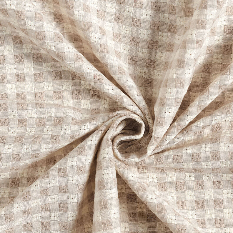 Tkanina bawełniana ze strukturą w kratkę – biel/nerkowiec,  image number 4