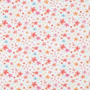 GOTS Dżersej bawełniany kolorowe kwiaty nadruk cyfrowy | Poppy Fabrics – biel/brzoskwinia, 