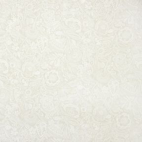 Tkanin dekoracyjna Half panama roślinny wzór paisley – naturalny/biel, 